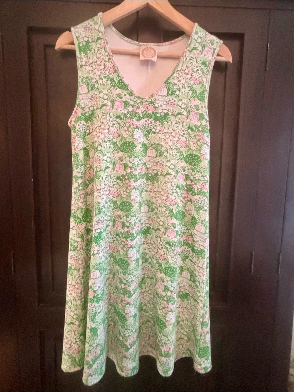 Beaufort Bonnet Company Polly Dress XS Toile art Print Preppy Cottagecore🩷💚